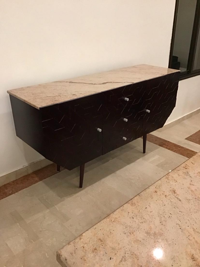 Console design plateau marbre